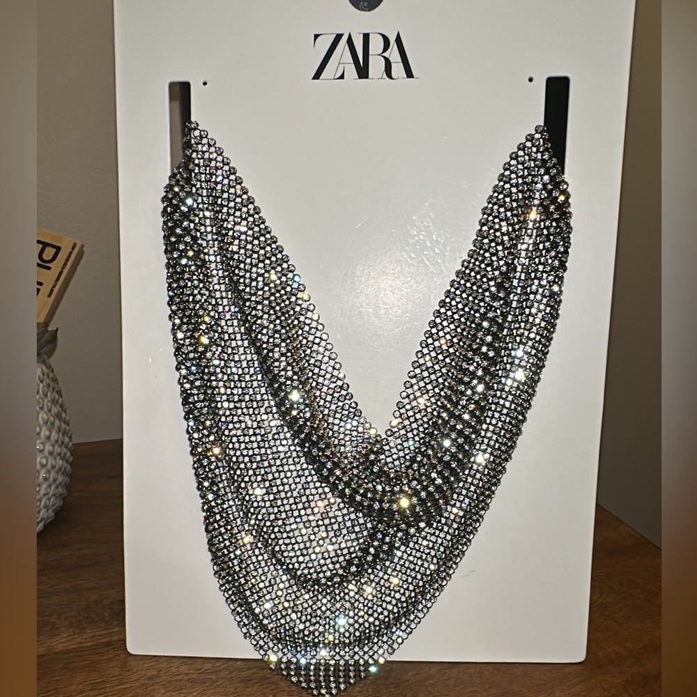 Zara Rhinestone Bib Statement Necklace